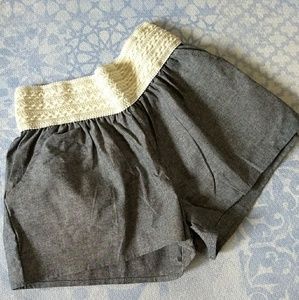 Grey tweed like cotton shorts